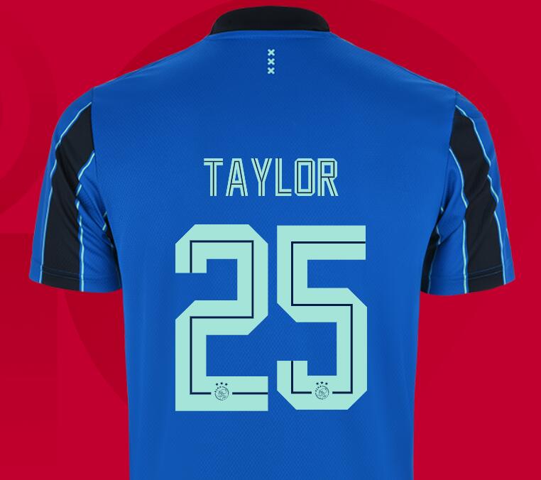 2021/22 Ajax Away Kit Soccer Jersey with Taylor 25 printing